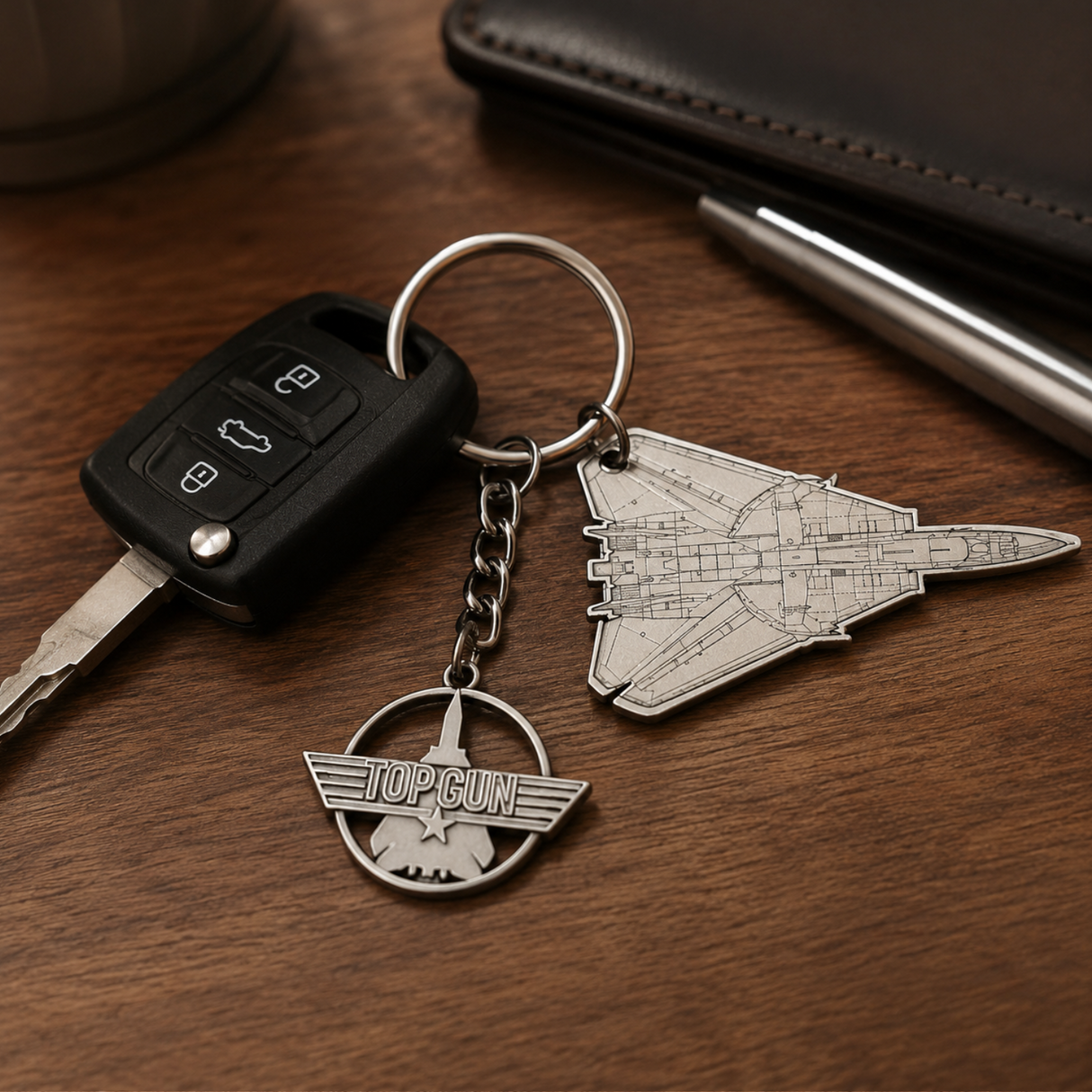 Top Gun Metal Fighter Jet Keyring Silver