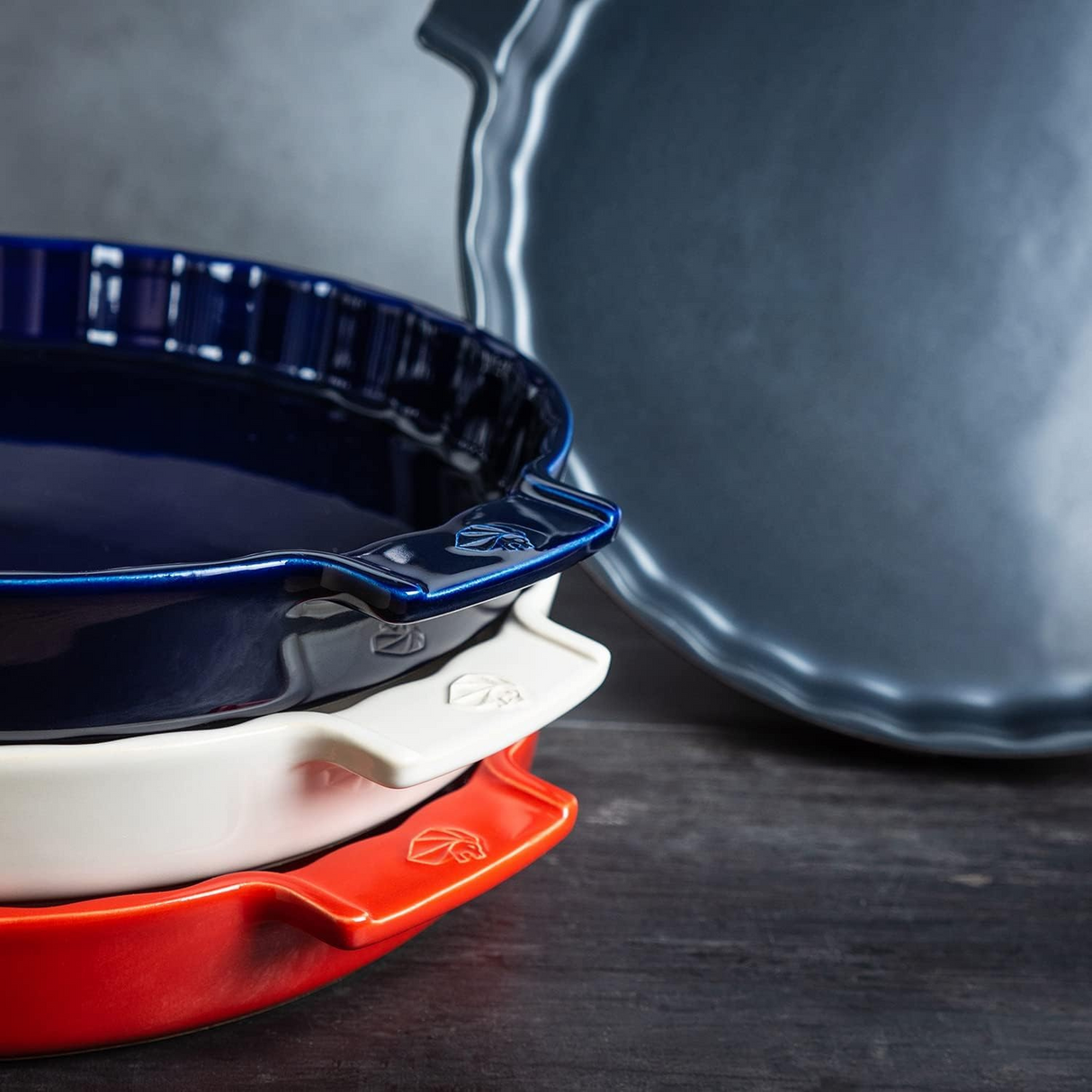 Peugeot Appolia Ceramic Baking Pie Dish 28cm Blue