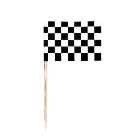 CLICCK Home Store chequered flag cocktail sticks with black and white checkered design for party decoration