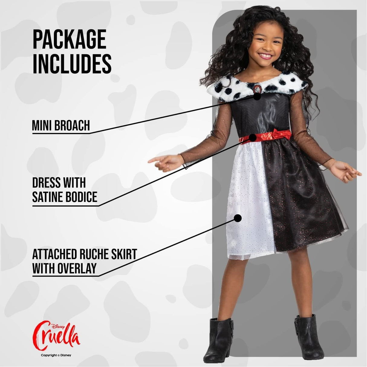 Kids Fancy Dress 129709L Child Cruella Disney Villain costume - 5-6 years