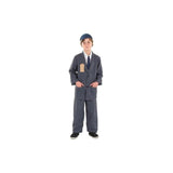 Child evacuee costume boy wearing vintage gray suit with tie and blue cap from CLICKK Home Store