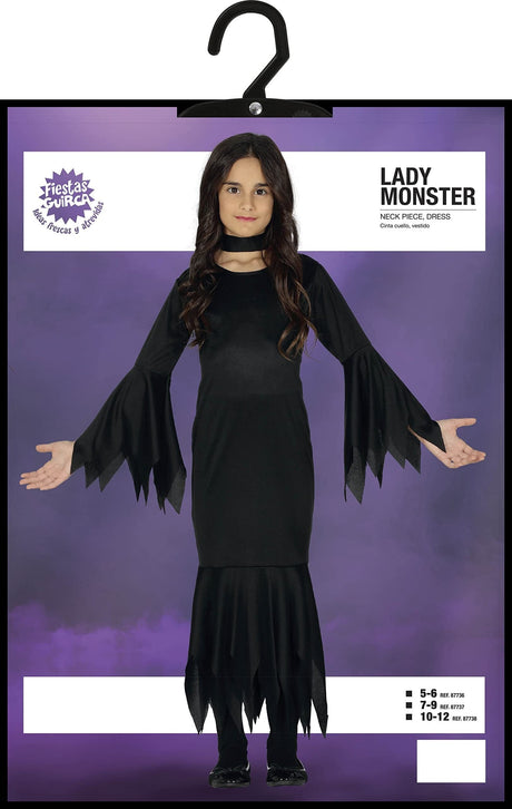 Fancy Dress Child Morticia Halloween Addams Family Costume
