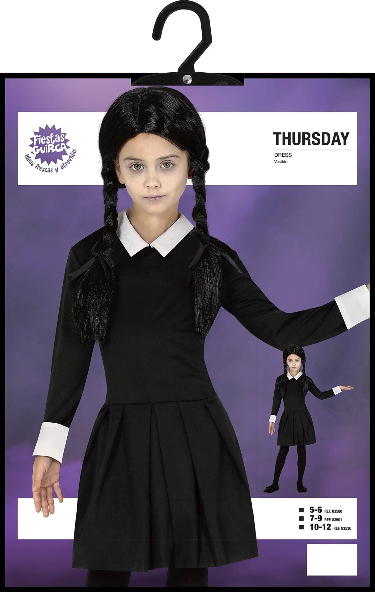 Kids Fancy Dress 83500 Child Spooky Girl Wednesday Addams Costume - 5-6 Years