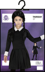 Kids Fancy Dress 83500 Child Spooky Girl Wednesday Addams Costume - 5-6 Years