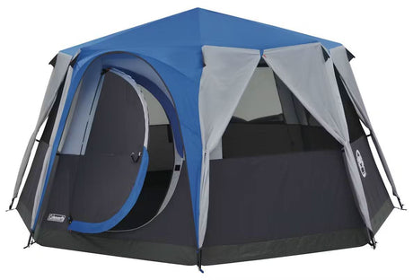 8 person family camping tent by CLICKK Home Store with blue and gray design and large door entrance