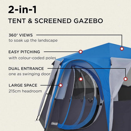 8 person family camping tent with 2-in-1 tent and screened gazebo design by CLICKK Home Store