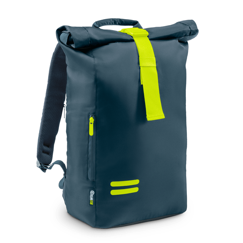 Clickk Home Store lightweight commuter backpack in dark gray with adjustable straps and bright yellow accents