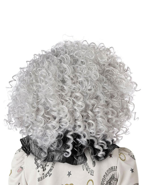 Gray corkscrew clown wig with tight curls from Fancy Dress on a costume
