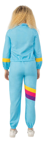 Womens Fancy Dress 80S SHELL SUIT SIZE M Ladies 1980s Blue Shell Suit Costume - M