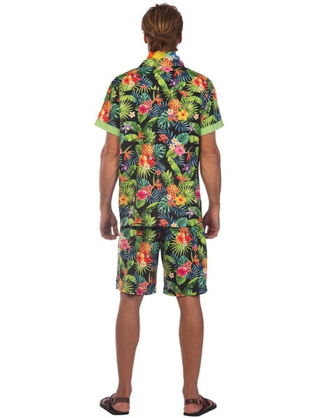 Mens Fancy Dress 9908727 Men's Hawaii Floral Shirt and Shorts Costume Set Black - XXL