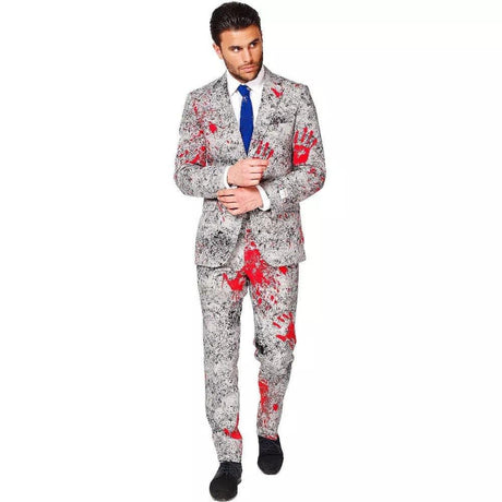 Mens Fancy Dress ADS-OSUI-0037-EU58 Men's  OppoSuits Halloween Suit - Zombiac - Grey - Size 48