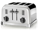 Cuisinart 4 slice toaster in brushed stainless steel with dual control knobs and multiple settings