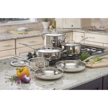 CLICKK Home Store 77-11G Cuisinart Chef's Classic 11 Piece Stainless Steel Durable Aluminium Cookware Set