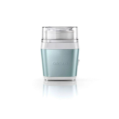 Cuisinart ice cream maker in metallic blue with clear lid for homemade frozen desserts