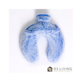 Luxury Hot Water Bottle with Faux Fur Cover Medium 1.8L Blue