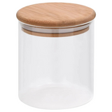 Clear Glass Cylinder Storage Jar with Bamboo Lid 700ml