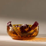 LSA Dapple Mouth-Blown Glass Bowl 22.5cm Sun Amber