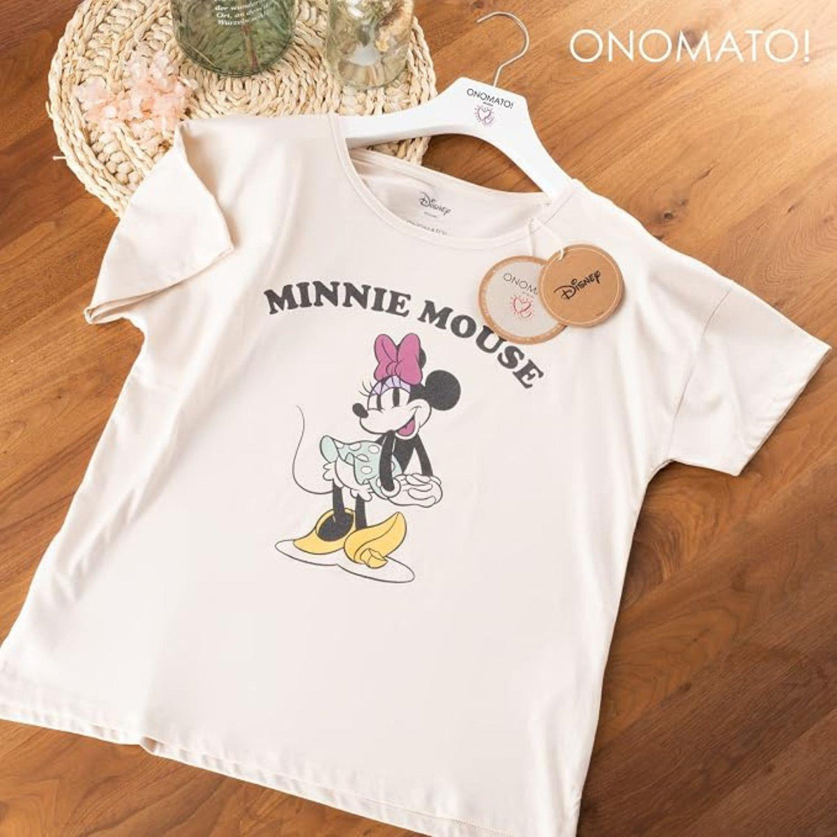 Disney Minnie Mouse Women's 100% Cotton Short Sleeve T-Shirt Size L Cream