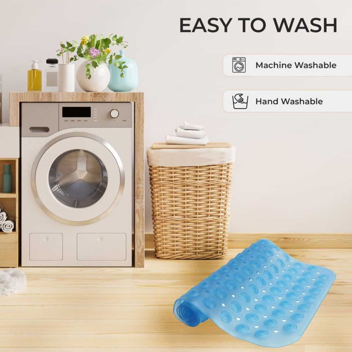 Non-Slip Durable Bath Shower Mat with Suction Cups 40cm x 100cm Blue