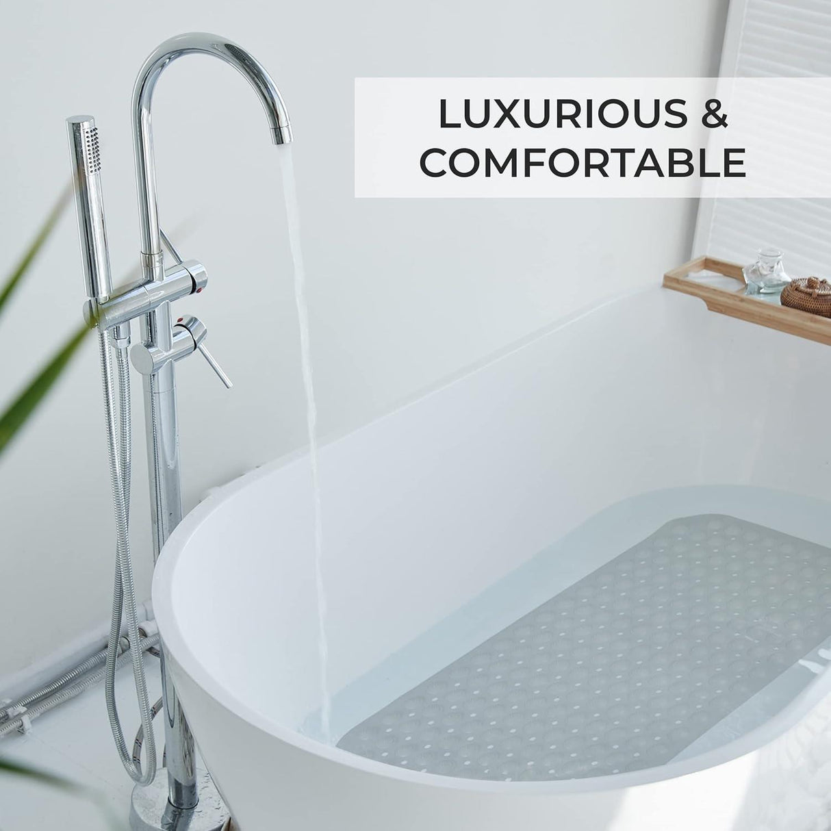 Non-Slip Durable Bath Shower Mat with Suction Cups 40cm x 100cm White