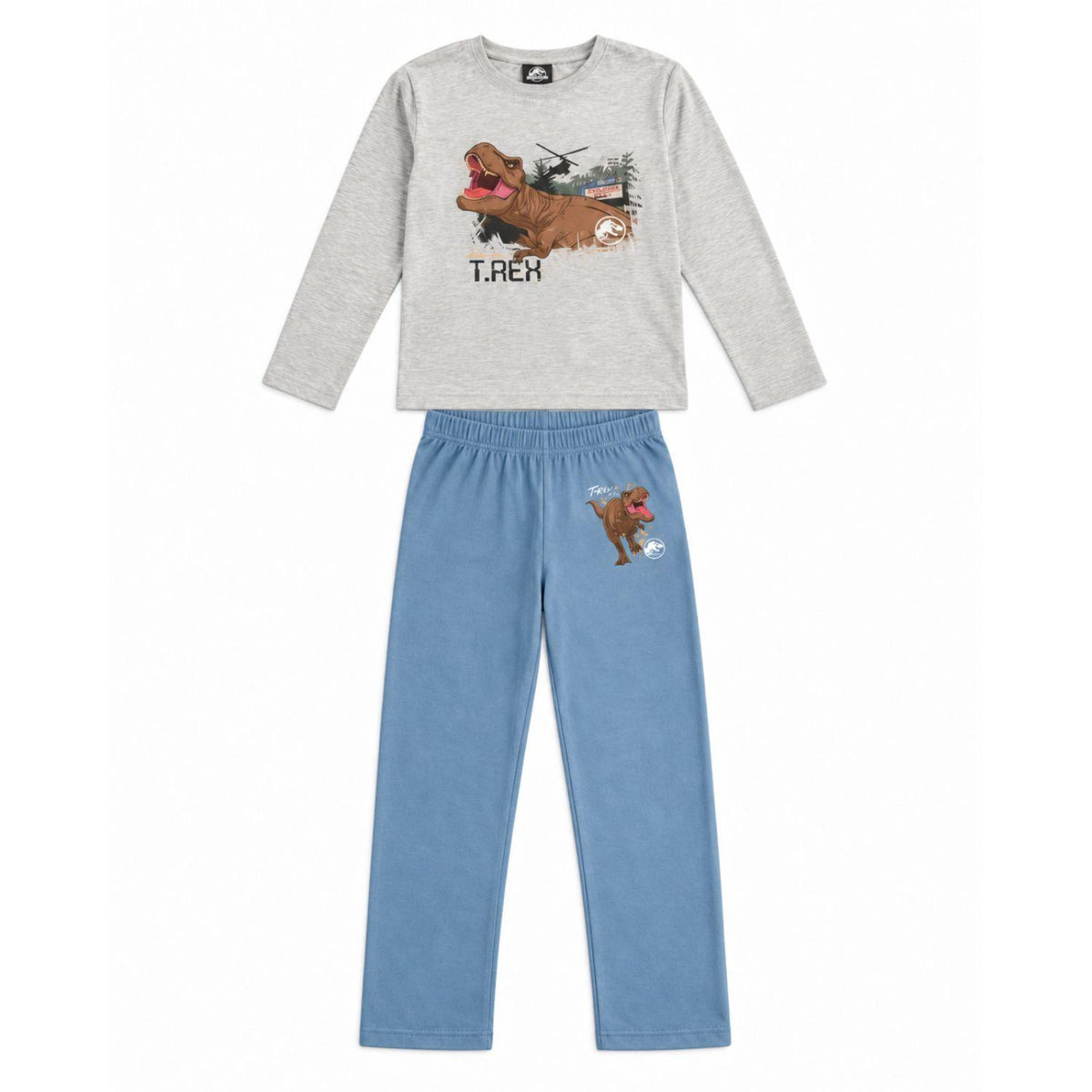 Jurassic World Boys T-Rex 100% Cotton Pyjama Set 11-12 Years Grey