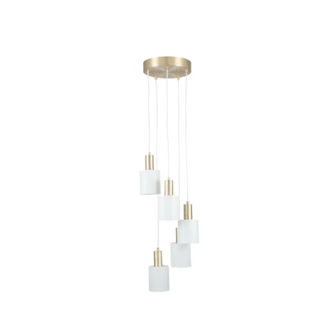 White Gold Ceiling Light Contemporary Drop Pendant Metal Light 5 Arm Chandelier