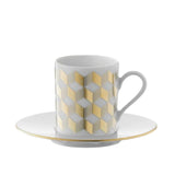 LSA Chevron Espresso 100ml Coffee Cup and Saucer Set of 4 Gold