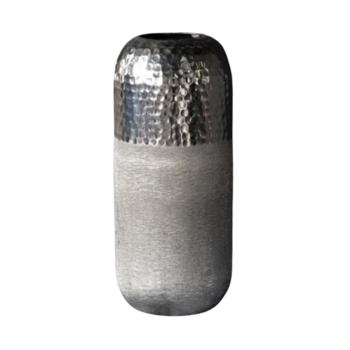 Hammered Silver Aluminium Small Vase H32cm
