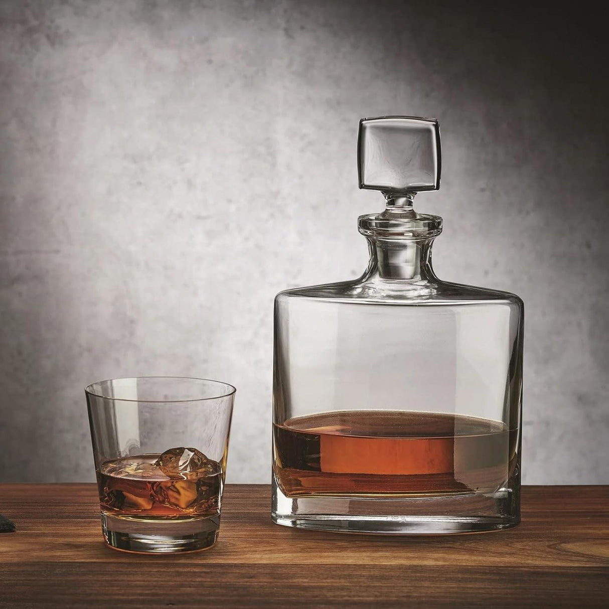Nude Glass Square Whiskey 1.25L Decanter with Topper