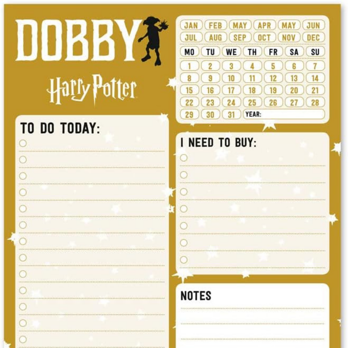 Harry Potter Dobby A5 Note Pad Planner