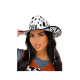 Women's Western Cowgirl Black and Off White Cow Print Hat One Size