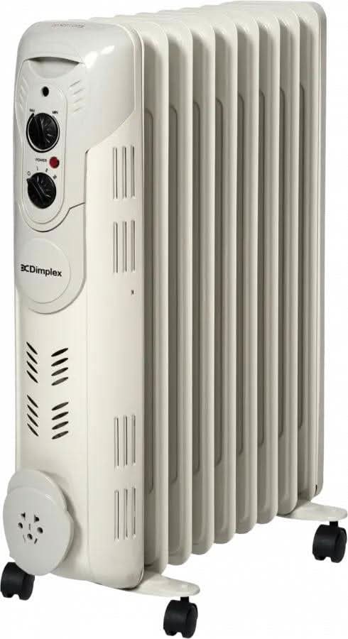 Dimplex 2kW oil filled radiator with adjustable thermostat and wheels for easy mobility