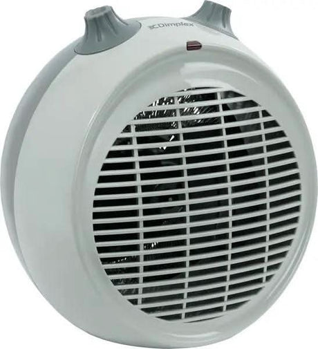 Dimplex 3kW fan heater in white with adjustable thermostat and compact round design