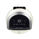 Dimplex Heater Fan Adjustable Thermostat with digital display and control buttons in white and silver