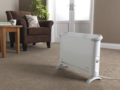 Dimplex thermo convector heater 2kW white compact electric heater in living room setting