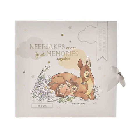 Disney Bambi keepsake box with mother and baby deer design and floral accents for first memories