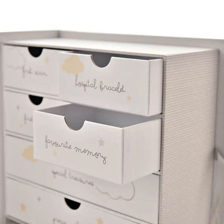 Disney Bambi keepsake box with multiple labeled drawers including hospital bracelet and favorite memory compartments