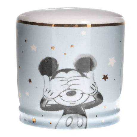 Disney Mickey Mouse money box with playful design and star accents in soft blue and white