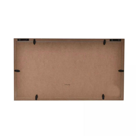 Back view of Disney Minnie first year photo frame showing brown backing and clips
