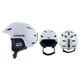 Shiny white snow helmet XL displayed from side front and back views with black straps