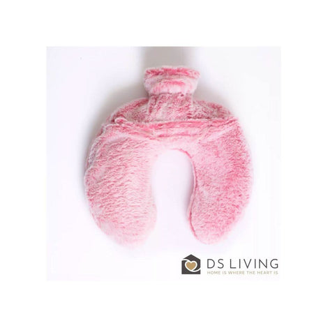 Pink luxury faux fur hot water bottle with soft plush texture for comfort and warmth