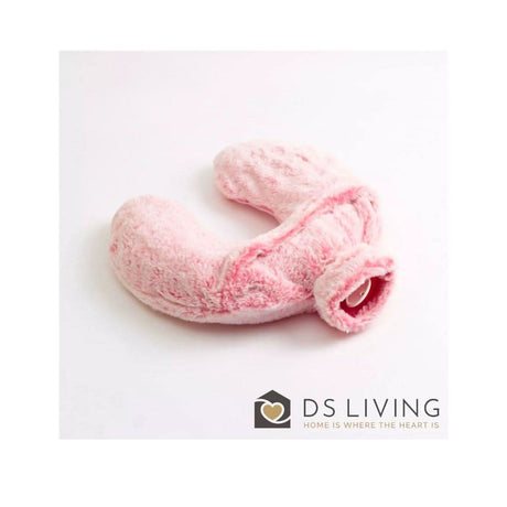Pink luxury faux fur hot water bottle with soft plush cover for cozy warmth
