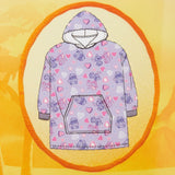 Girls Disney Stitch Heart Print Hooded Blanket Purple One Size