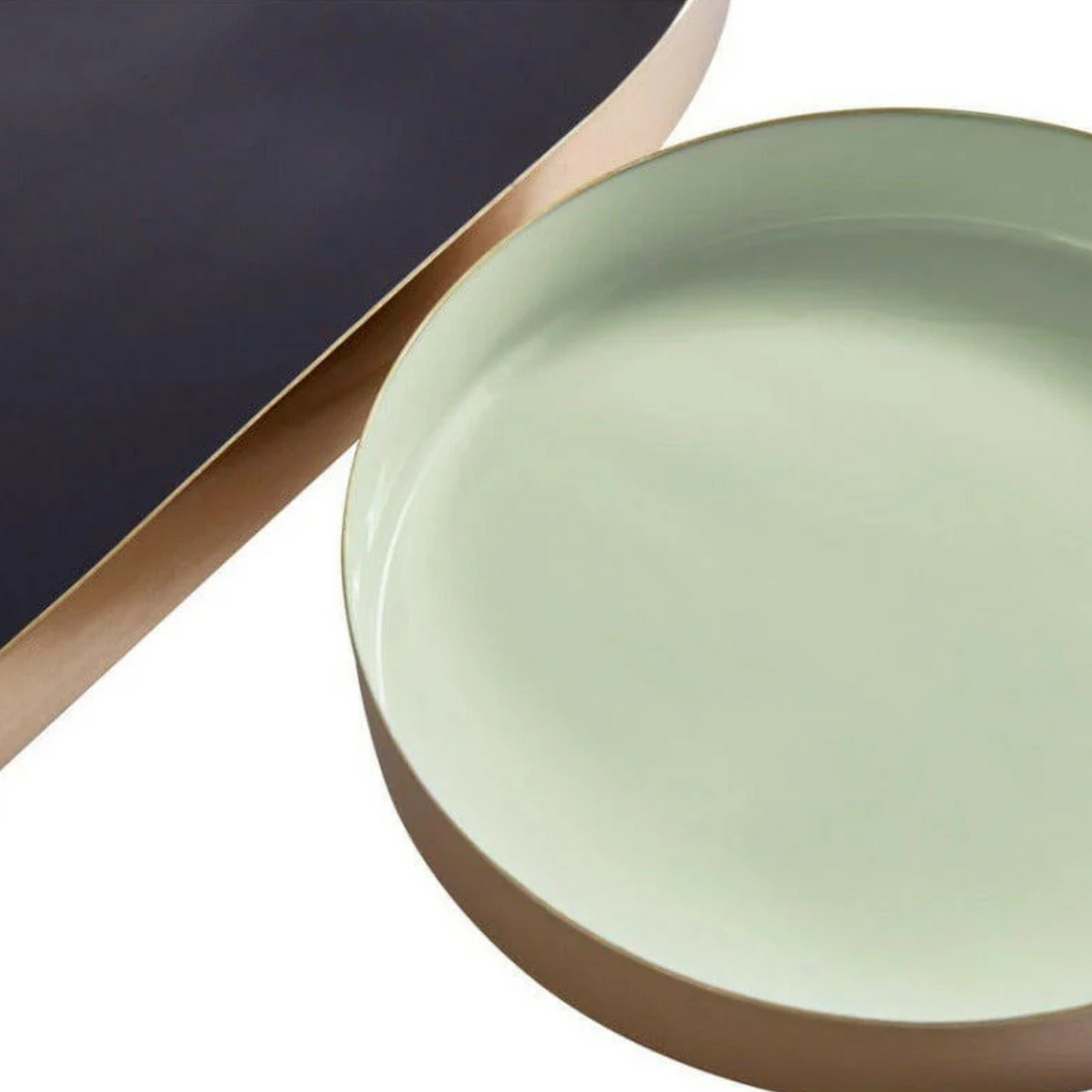 Elva Set Of Two Navy And Gold Trays