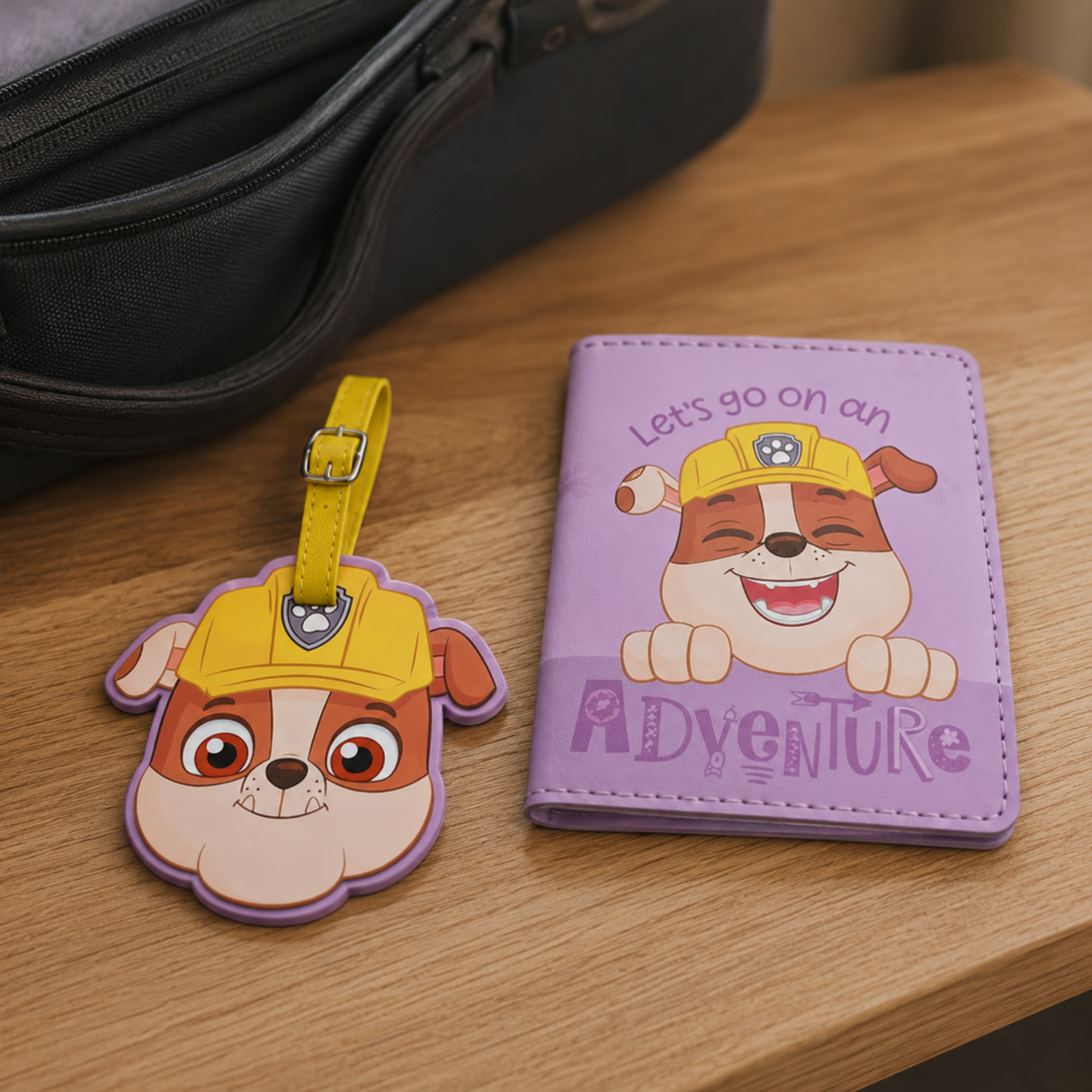 Paw Patrol Rubble PU Leather Passport and Luggage Tag Multi