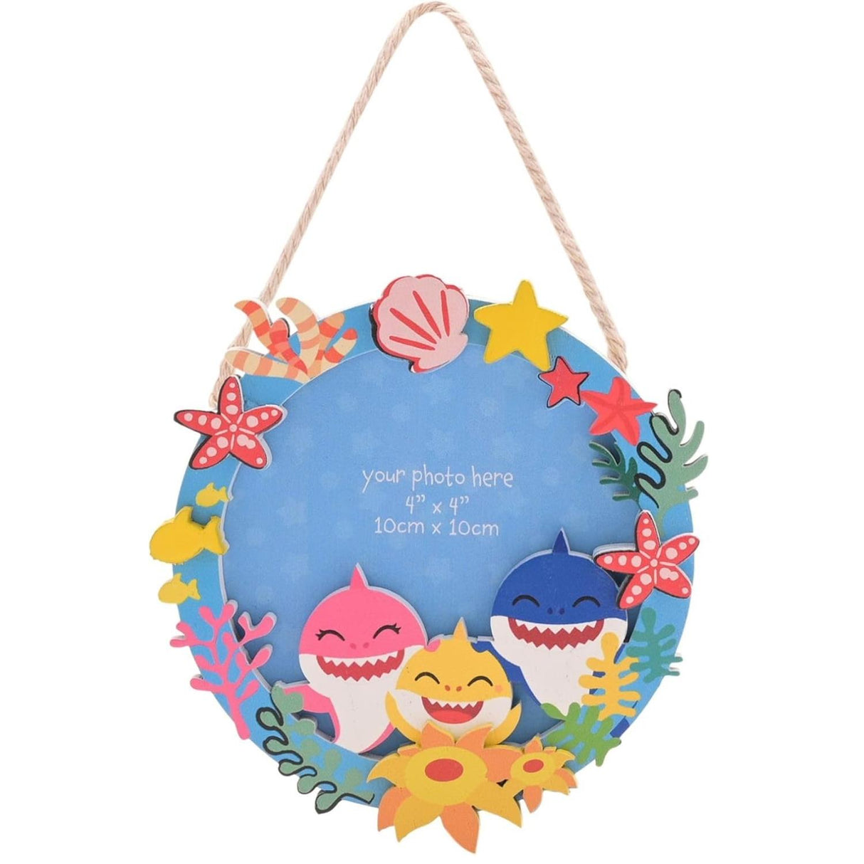 Baby Shark Wooden Photo Frame 10cm x 10cm Multi