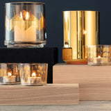 LSA Chevron Glass Tealight Holder Set of 4 Gold