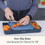 CALITEK Bamboo & Plastic Cutting Board Set with Holder