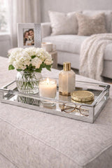 Lucita Silver Finish Contemporary Luxe Rectangular Tray Width 46cm