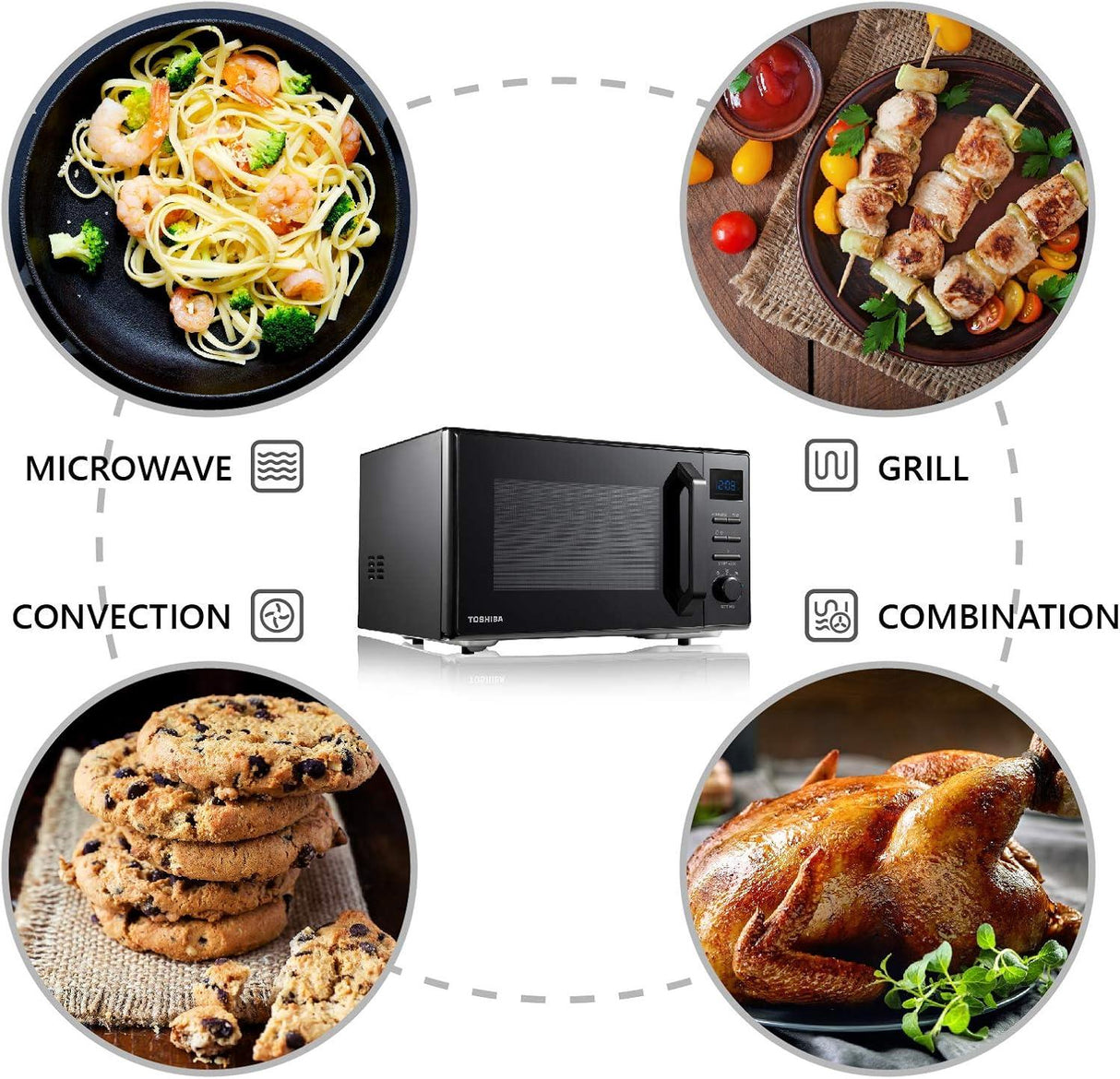 Toshiba Midea MW2-AC25TF(BK) 950W 25 Litres Free Standing Microwave Black